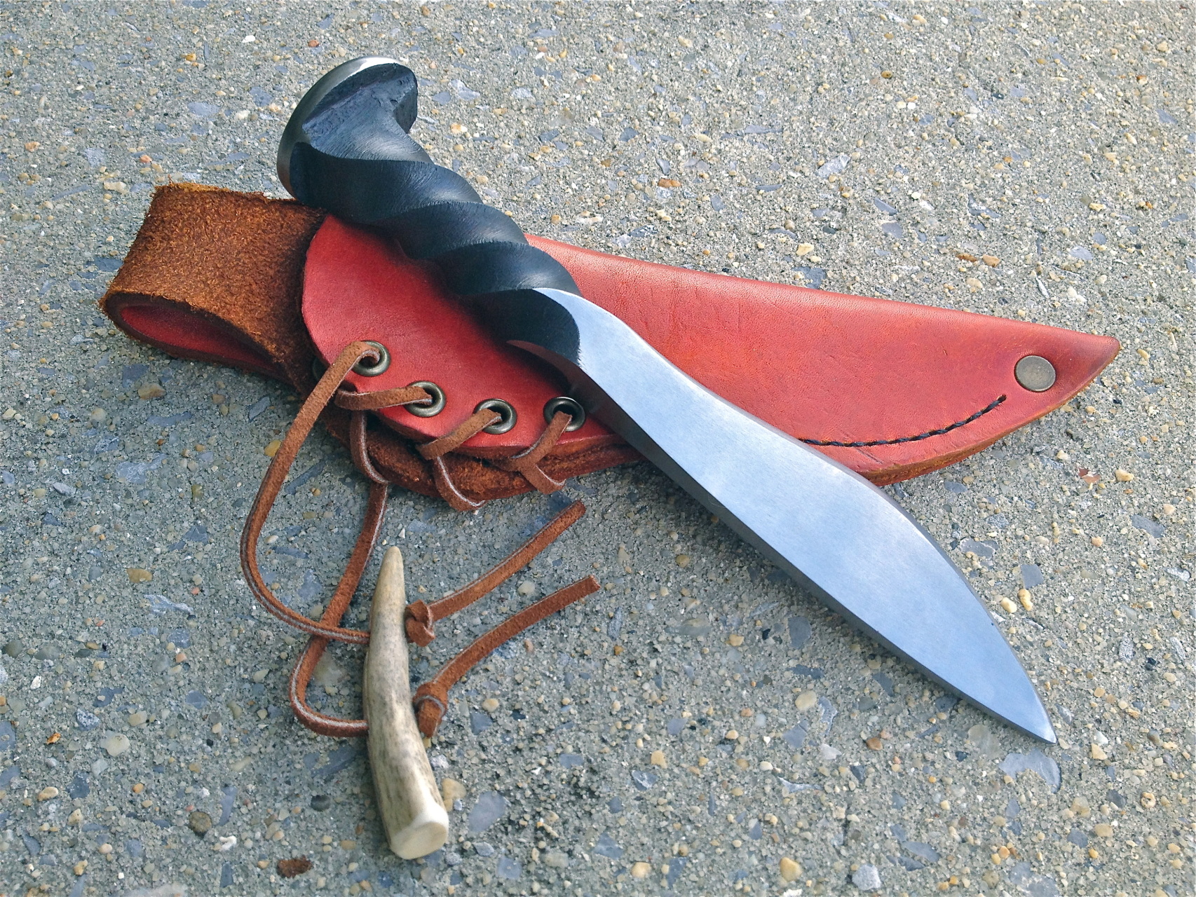 Hand Forged Railroad Spike Knife with Leather Sheath — The Copper Fox  Gallery